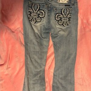 Miss Me Light Blue Boot Cut Jeans with Embroidered Pockets